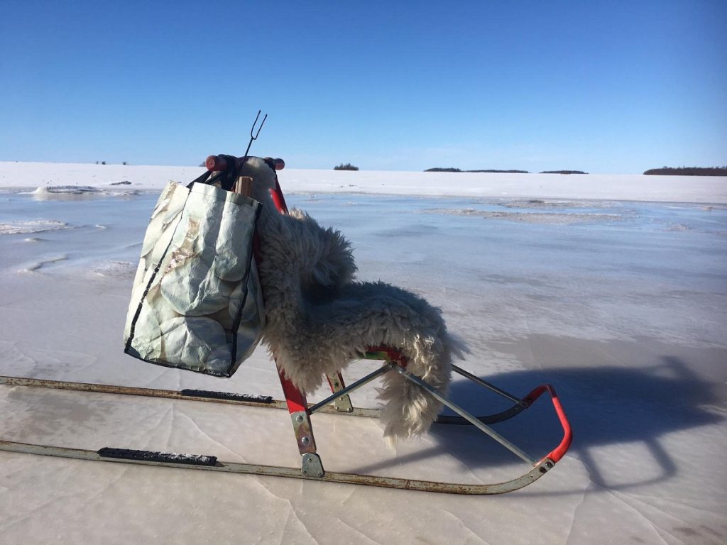 En Finlande, Juha est en vacances et fait de la luge avec son fils. 